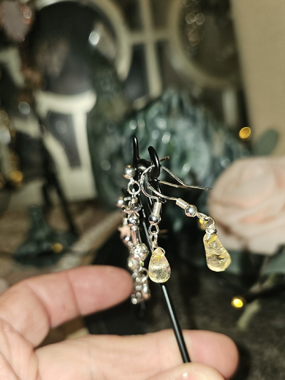 Silver .925 and Tourmaline,citrean And Moon- Stars 3Earrings Set (316A) - Picture 5 of 6